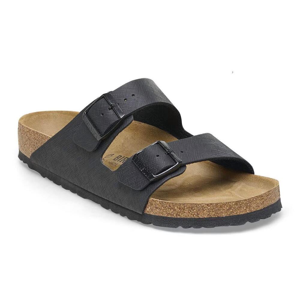 NEW BIRKENSTOCK unisex arizona sandals in saffiano black
